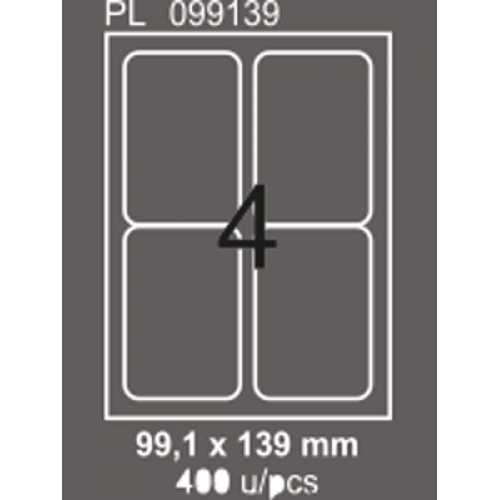 Lazer Etiket 99,1 mm x 139 mm 4 lu 